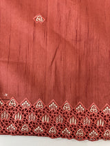 Blended tussar saree with cutwork - MSHK679 ReddishPeach