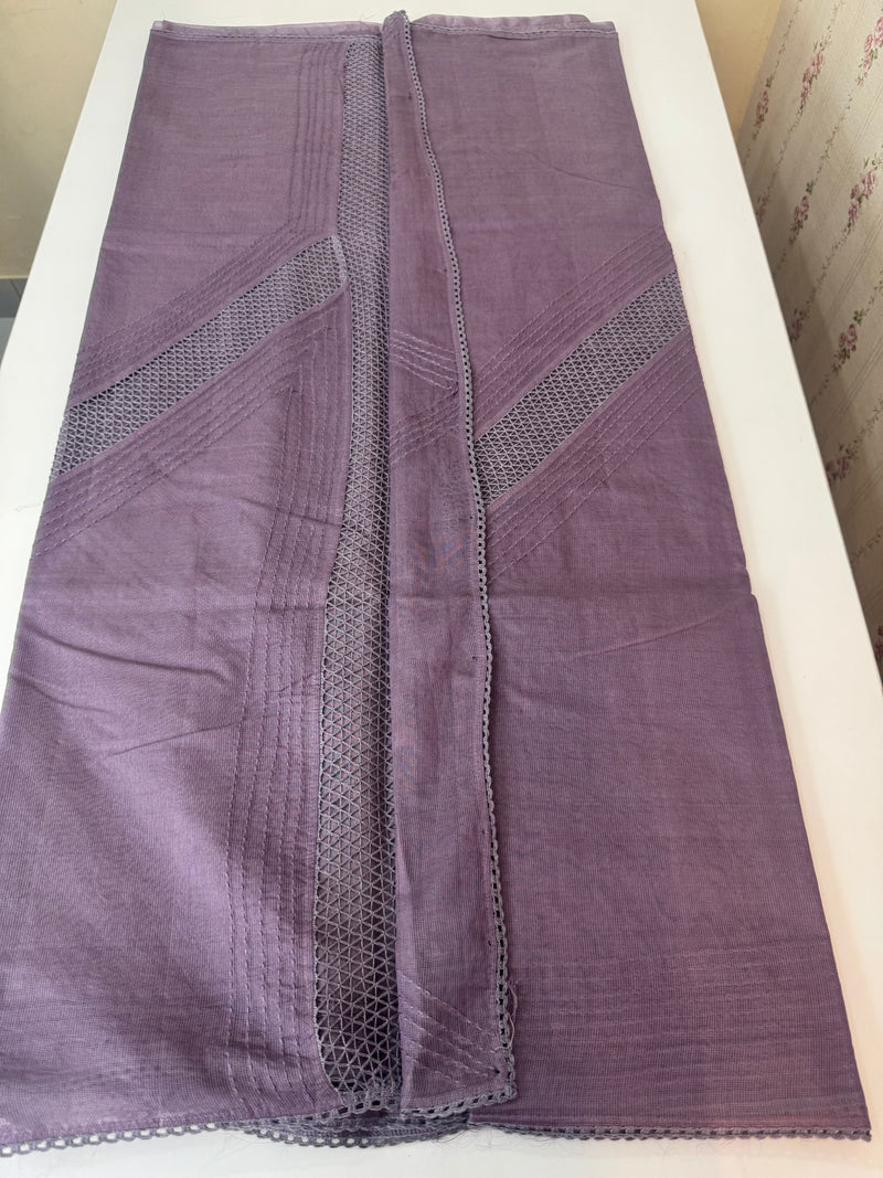 Supernet saree with crochet work and lace border MCJ5433 (V shape Crochet)