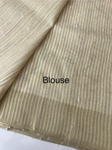 Blended tussar saree with embriodery - MS8665 PearlCream