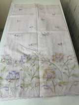 Supernet saree with embroidery and handpainting MSH104- Pastel Lavender