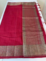 Jute silk saree with antique zari weaving MJL399 - MaroonRed