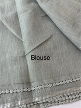 Semi linen saree with embroidery- MS15087 PastelGrey