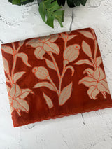 Semi organza saree with appliqué work - MSH906 RustOrange