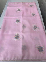 Soft crush Organza saree with applique work MBS679- Pink