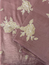 Soft Crush Organza Applique work saree with tissue applique work MS14978 Mauve