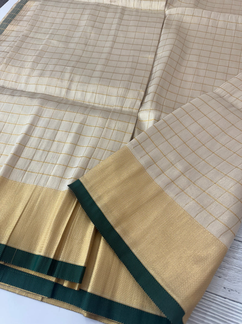 Tissue mix Soft silk saree with checks zari weaving MS8146