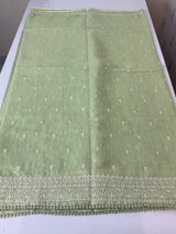 Semi linen saree with chikanakari embroidery- MS15086 PastelGreen