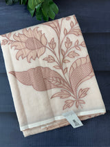 Supernet saree with applique work MCJ5433 - DuskyPeach to White