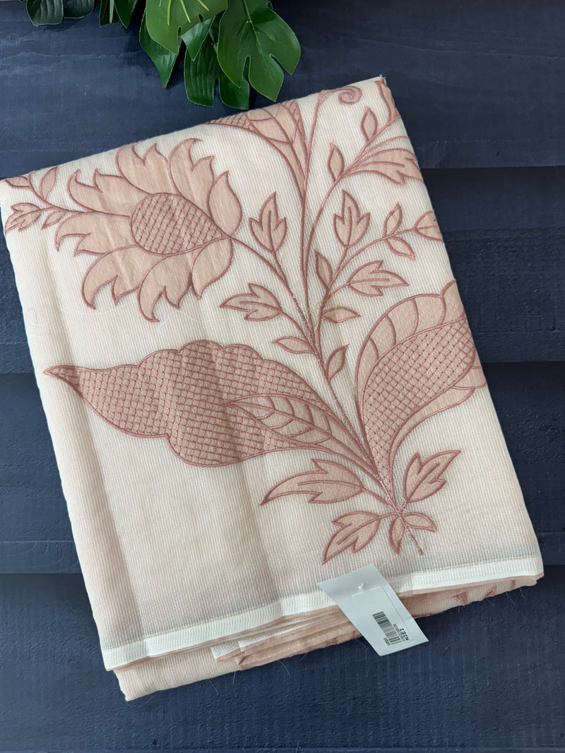 Supernet saree with applique work MCJ5433 - DuskyPeach to White