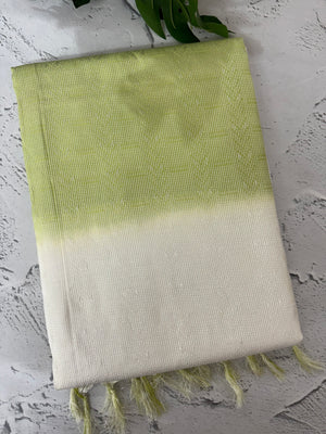 Semi tussar saree with thread work MTS1001 - Offwhite to Green