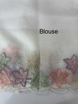 Handworked glass organza saree with applique work- MSHW227 - White