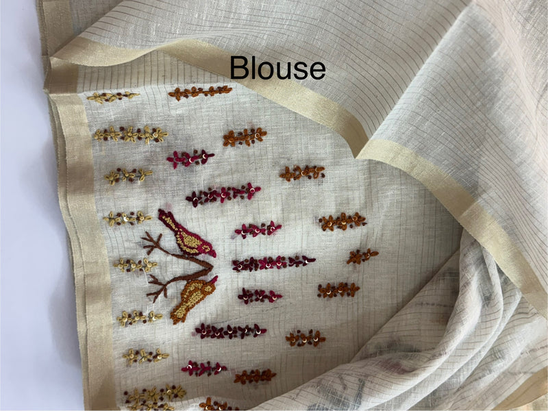 Pure chanderi hand embriodery saree MCBS69