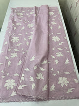 Mul chanderi applique work saree  MSH146 Lavender