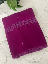 Chiffon georgette saree with corchet work - MS7633 Magenta