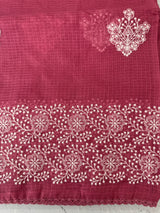 Soft kota checks saree with embroidery - MS7676 Pink