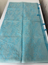 Moonga checks saree with embroidery MSH219 Blue