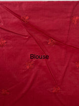 Organza saree with embroidery borders MOS4765 Maroon