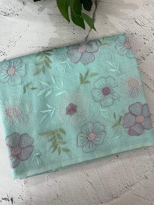 Mul chanderi saree with embroidery - MS14899 PastelBlue