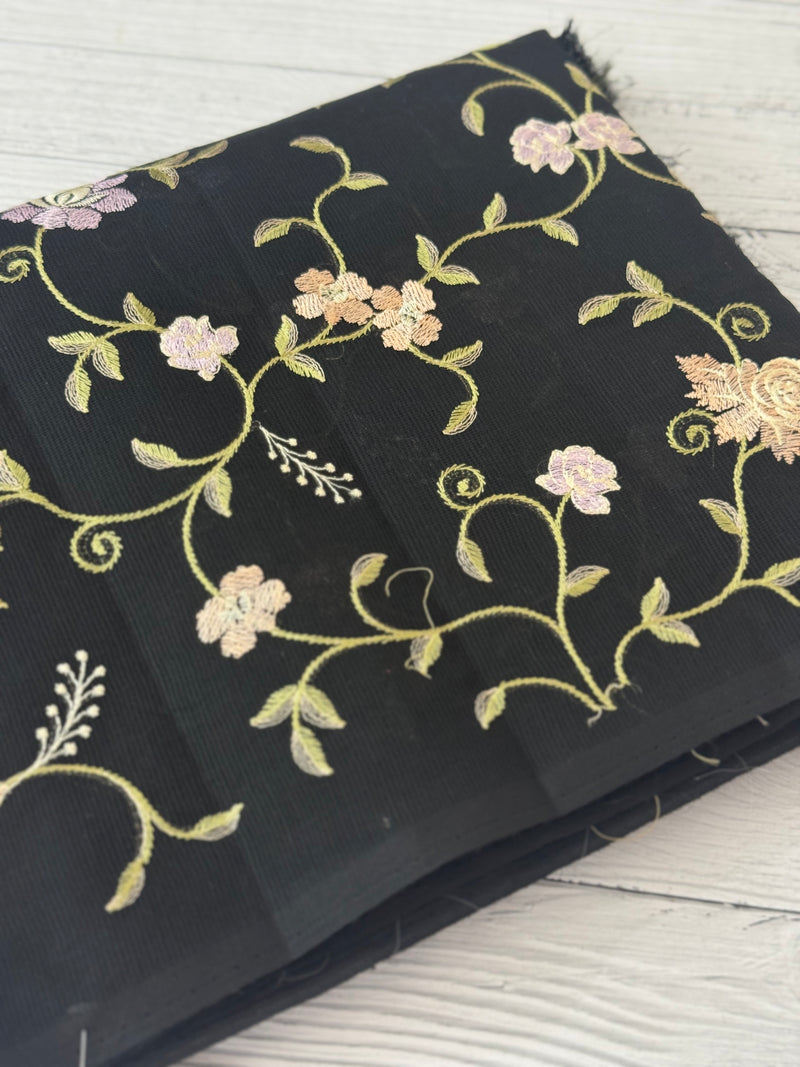 Kota Supernet embriodery saree SHSNYNM Black