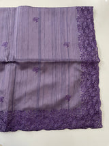 Blended tussar saree with cutwork - MSHK678 Purple