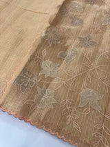 Tissue Silk applique work saree MSH120 Peach