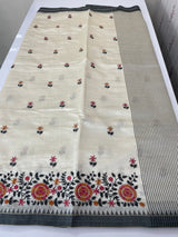 Blended tussar silk saree with embroidery- MSH490
