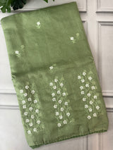 Kota checks saree with embroidery SVTS34- Green