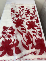 NetKota Applique work saree  MSH143- Red and white