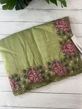 Crush Organza cutwork & embroidery saree MS7544 - Green
