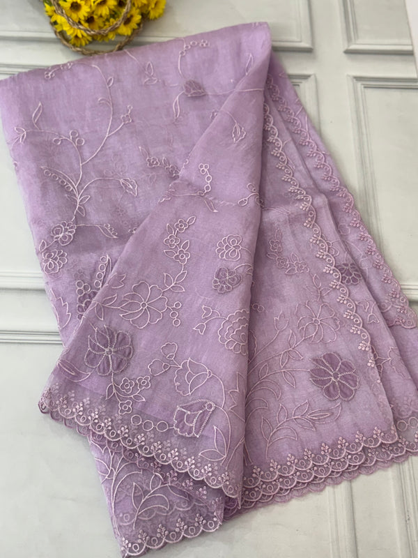 Tissue Organza Applique work saree MS14053