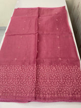 Soft kota checks saree with embroidery - MS7695 Pink