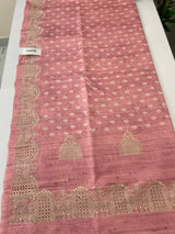 Cutwork blended tussar saree SNFNICY Pink