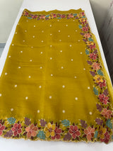 Crush Organza saree with embroidery borders MBS675