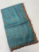 Crush Organza embroidery saree MS14567 Blue