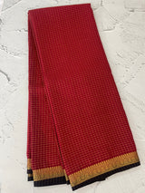 Crepe chiffon saree with small checks zari weaving  MS81890