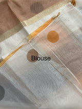 Semi chanderi saree with multi color polka dots- MSF334