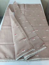 Soft kota checks saree with embroidery - MS9898 NudePink