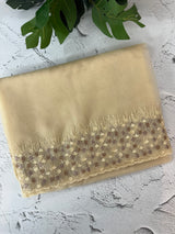 Organza saree with embroidery borders - MSH907 Ivory