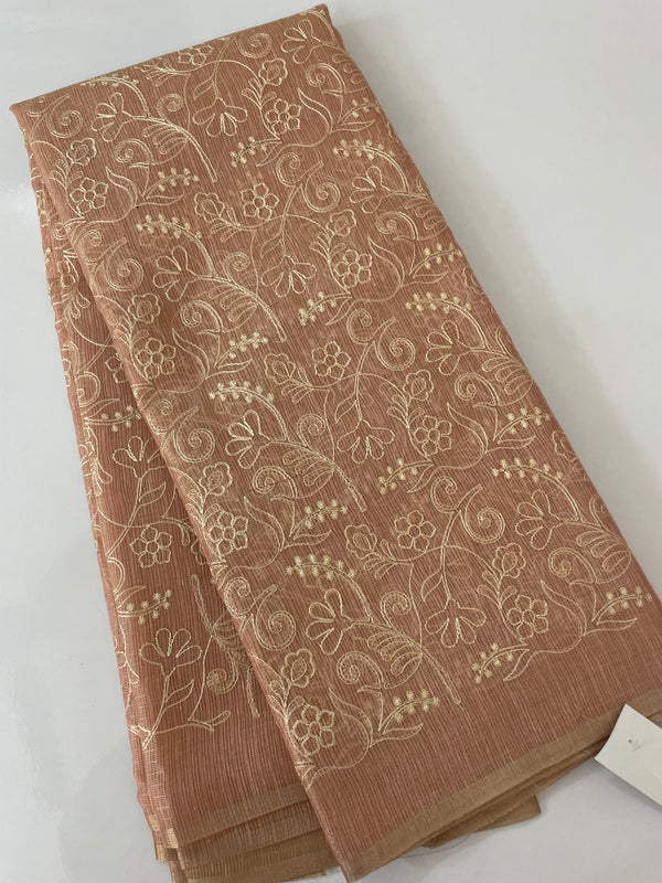 Tissue Silk embriodery saree MS49888