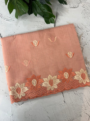 Soft Tissue kota embroidery saree MSK4660 Peach