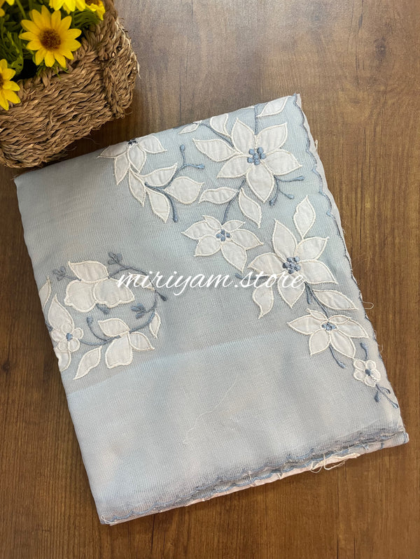 Kota saree with applique work MKAS28 Powder Blue