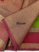 Semi Jute silk sarees with contrast pallu & blouse MJL392