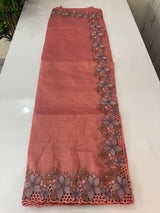 Crush Organza cutwork & embroidery saree SRSNIIC Peach