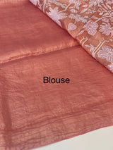 Crush Organza Applique work saree MS14997- Peach