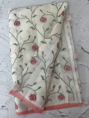 Soft Netkota saree with cross stitch embroidery MSH210