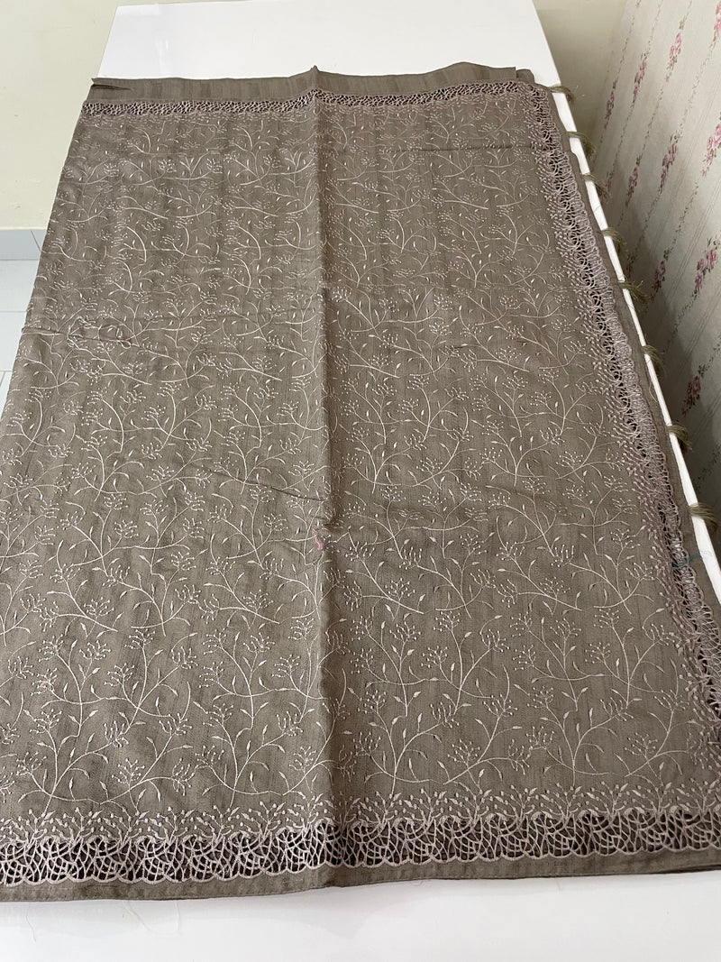 Cutwork Blended Jute - tussar saree MTS9079