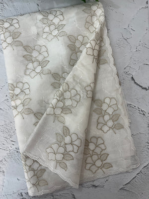 Viscose Organza saree with thread work -MSH230 White
