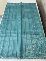 Cutwork Semi tussar saree MTSS680 - Blue