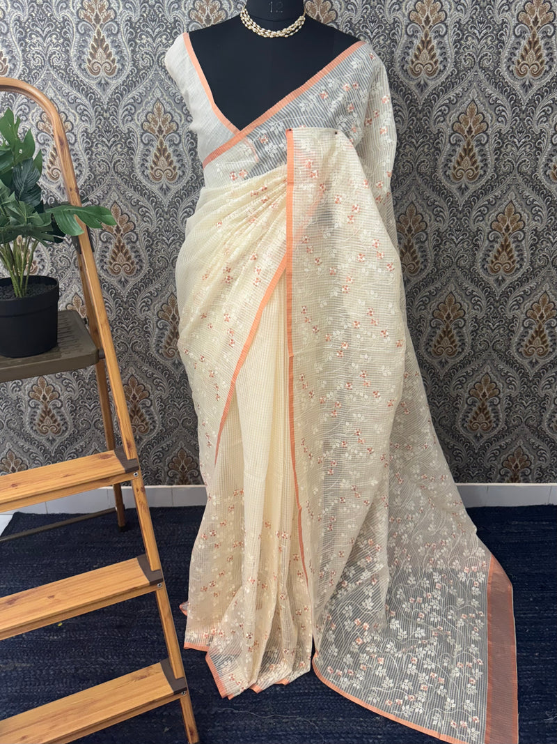 Kota silk cotton embroidery saree MCES674
