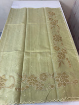 Soft tissue kota checks saree with applique work - MSH5407 LimeGreen